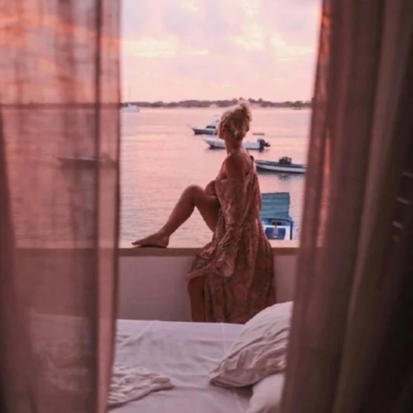 Pink Bohemian Floral Maxi Duster Kimono Wrap Robe-L - Picture 6 of 15